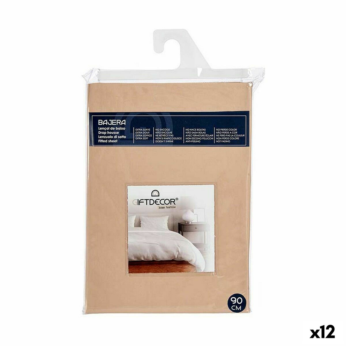 Lenzuolo con angoli 90 cm Beige (12 Unità)