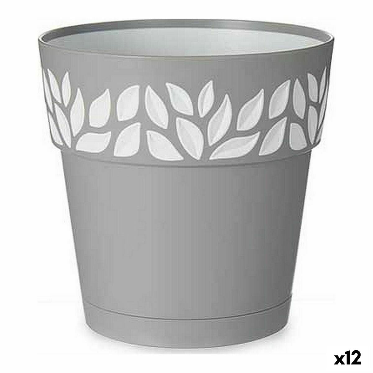Vaso Autoirrigante Grigio Bianco Plastica (15 x 15 x 15 cm) (12 Unità)
