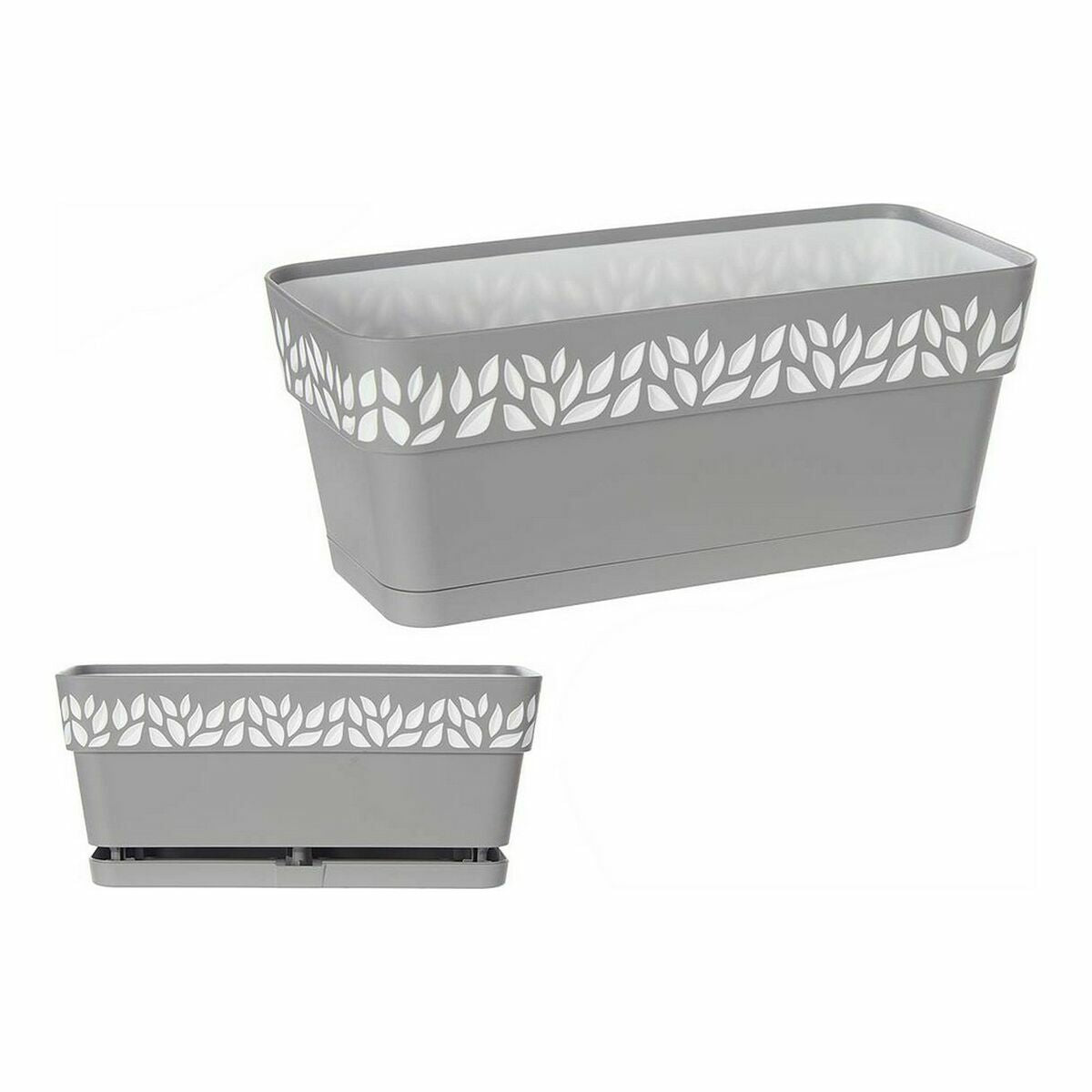 Vaso Autoirrigante Cloe Grigio Bianco Plastica (13,3 x 12,3 x 29,3 cm) (12 Unità)