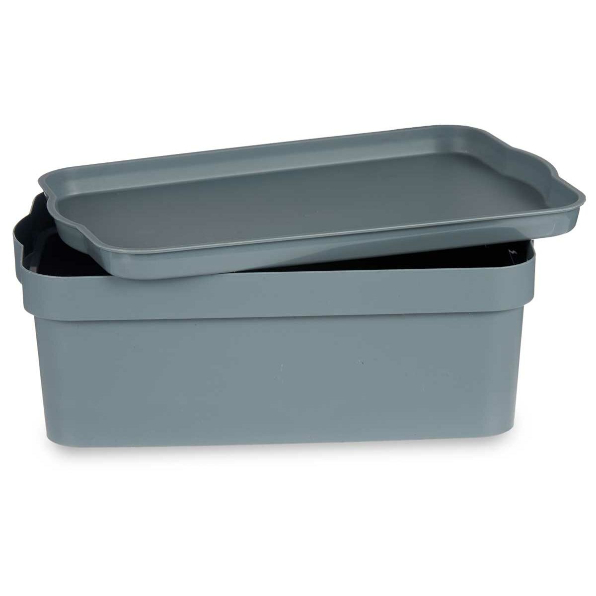 Scatola portaoggetti con coperchio Grigio Plastica 6 L (21,5 x 11 x 32 cm) (12 Unità)