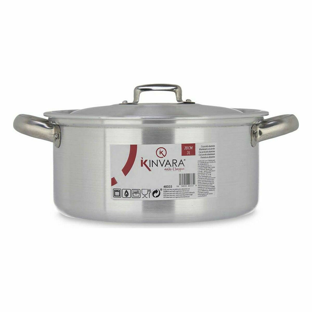 Casseruola con coperchio Argentato Alluminio 3 L (10 Unità)