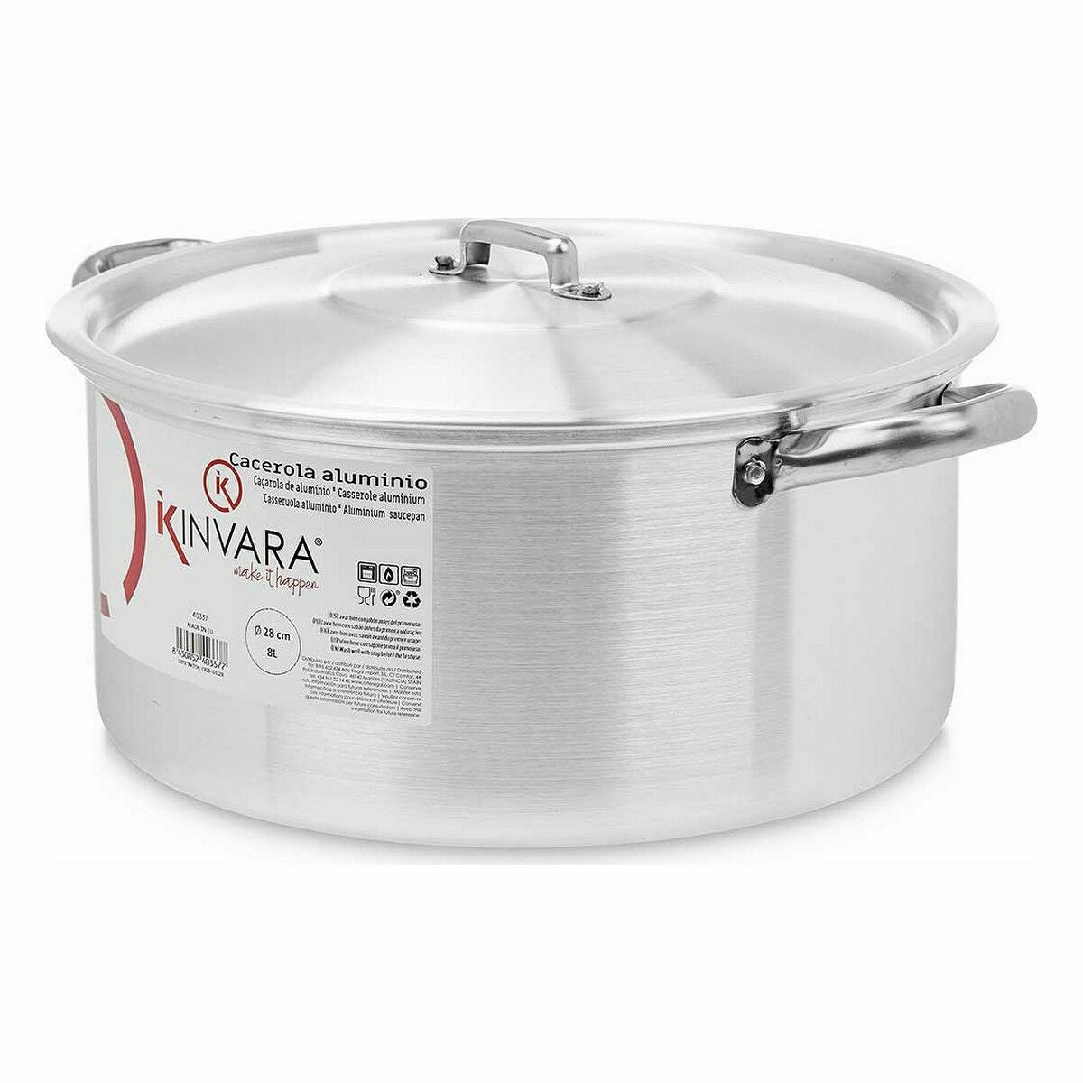 Casseruola con coperchio Argentato Alluminio 8 L (6 Unità)