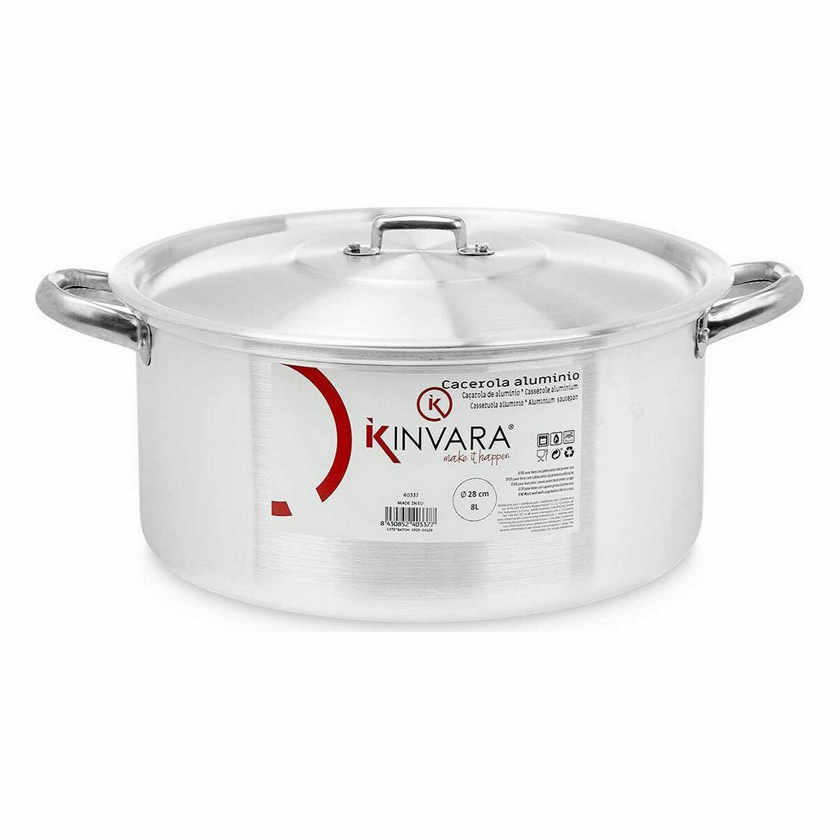Casseruola con coperchio Argentato Alluminio 8 L (6 Unità)