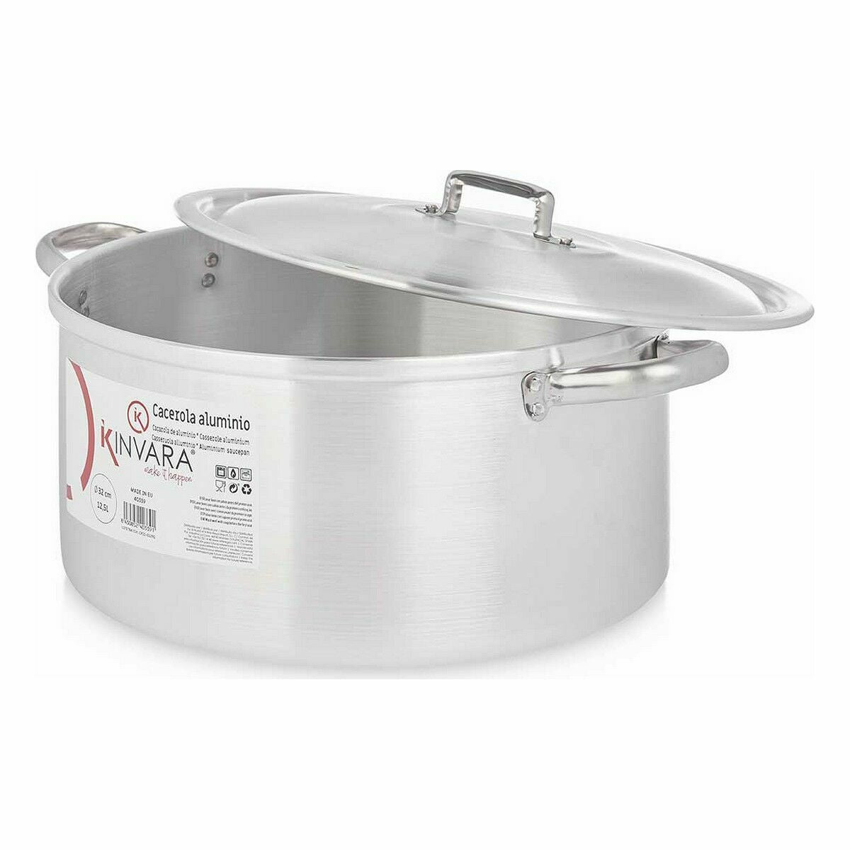 Casseruola con coperchio Argentato Alluminio 12,5 L (3 Unità)