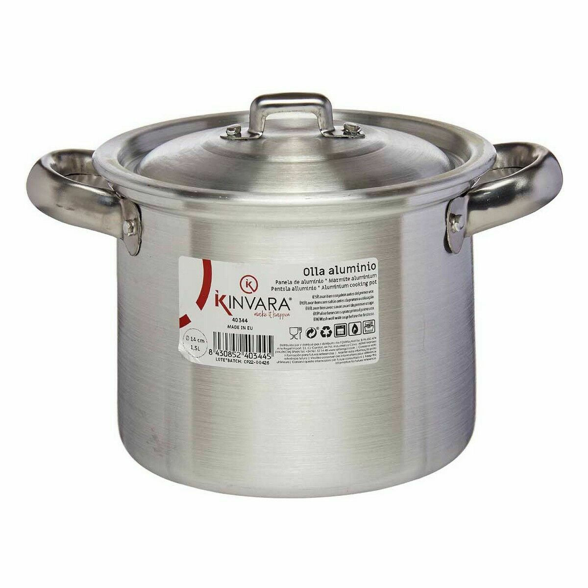 Pentola con Coperchio Ø 14 cm Argentato Alluminio (6 Unità)