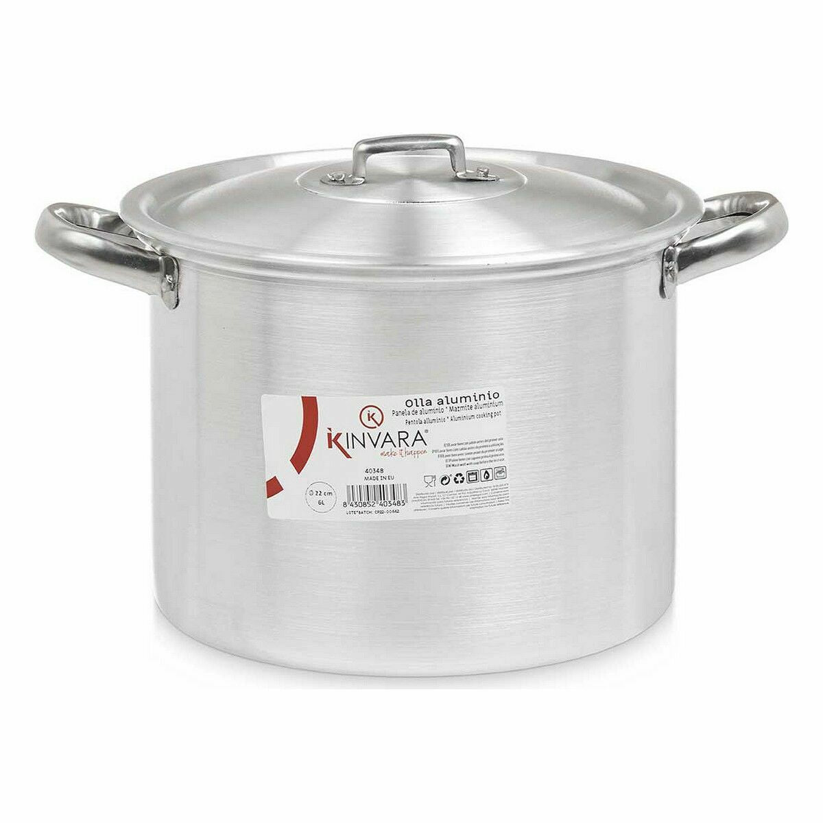 Pentola con Coperchio Argentato Alluminio 31 x 20 x 24 cm (6 Unità)