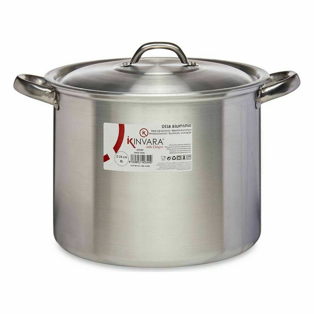 Pentola con Coperchio Ø 24 cm Argentato Alluminio (6 Unità)