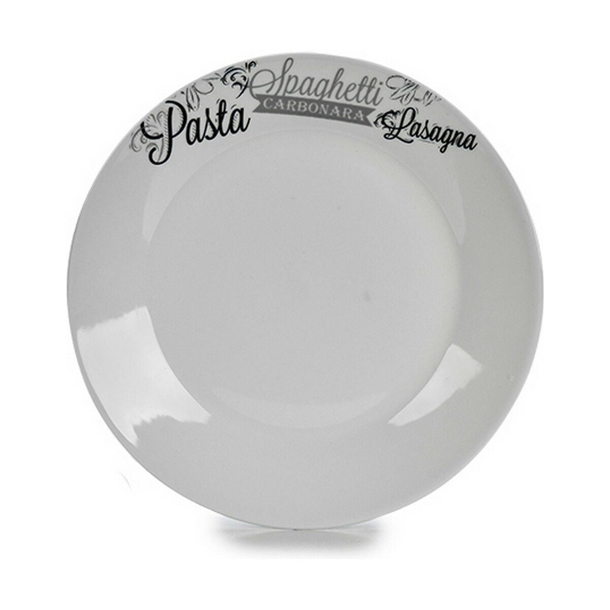 Piatto Piano Ø 24,4 cm Nero Bianco Porcellana Pasta (10 Unità)