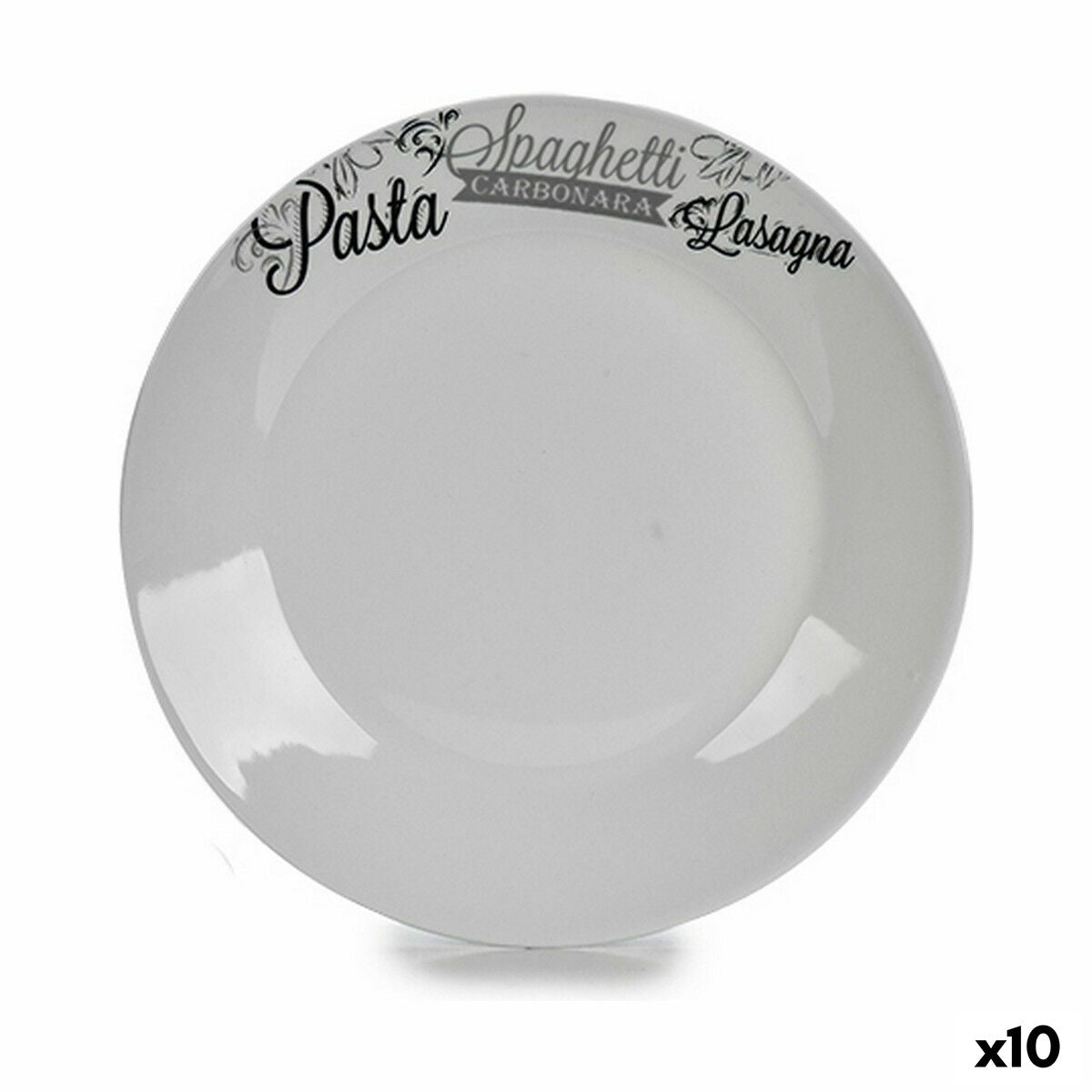 Piatto Piano Ø 24,4 cm Nero Bianco Porcellana Pasta (10 Unità)