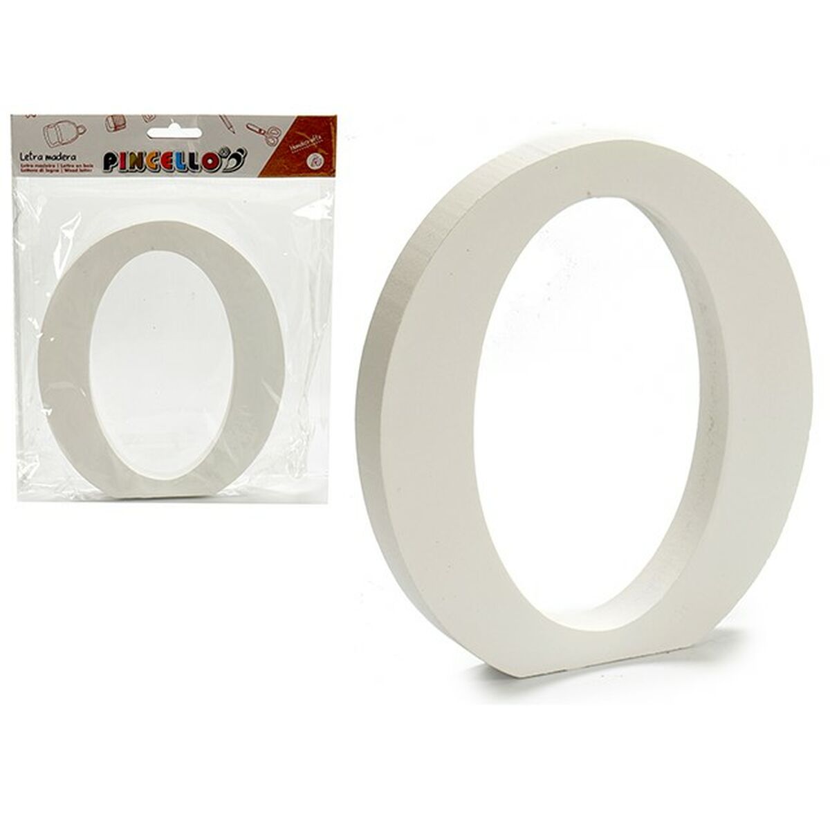 Lettera O Bianco Legno 1,8 x 21 x 17 cm (12 Unità)