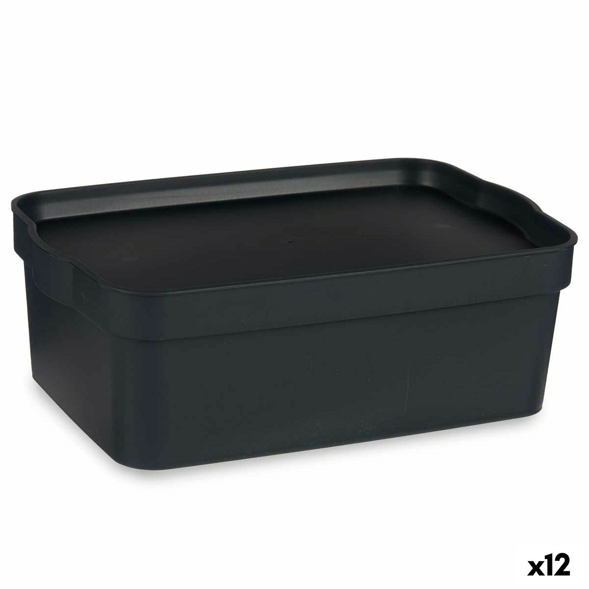Scatola portaoggetti con coperchio Antracite Plastica 6 L 21 x 11 x 32 cm (12 Unità)