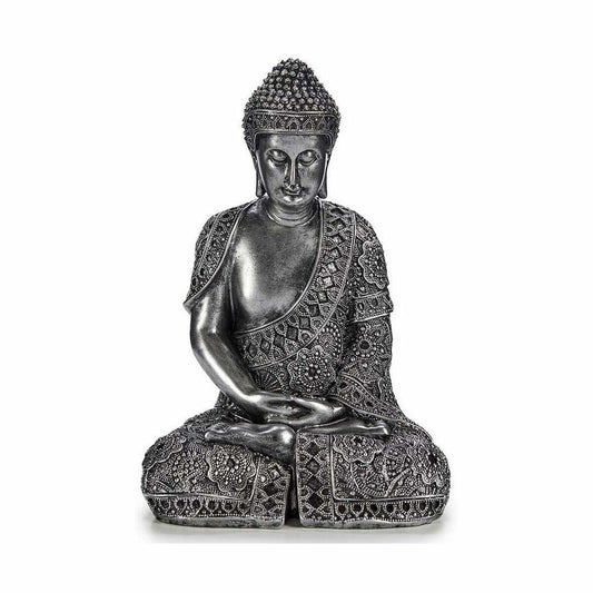 Statua Decorativa Buddha Seduto Argentato 17 x 32,5 x 22 cm (4 Unità)