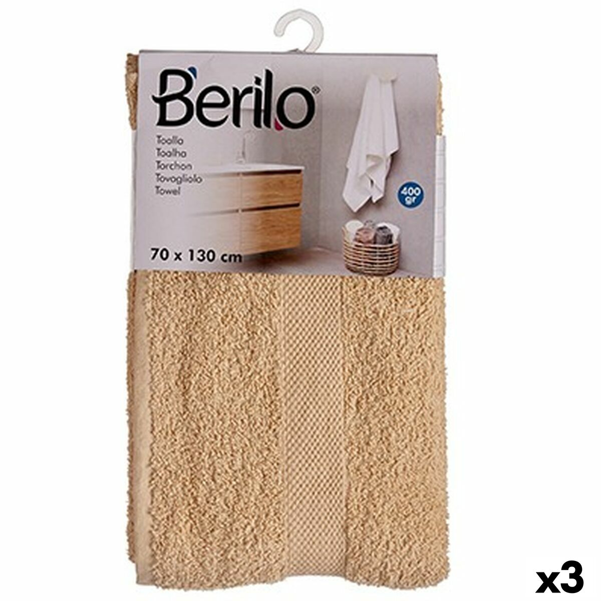 Telo da bagno Crema 70 x 130 cm (3 Unità)