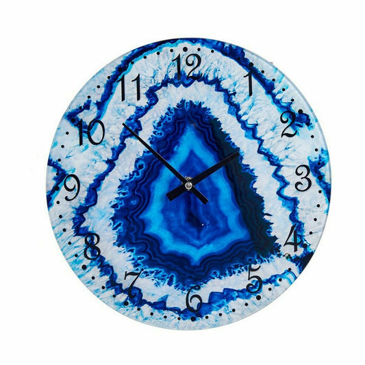 Orologio da Parete Marmo Azzurro Cristallo 30 x 4 x 30 cm (4 Unità)