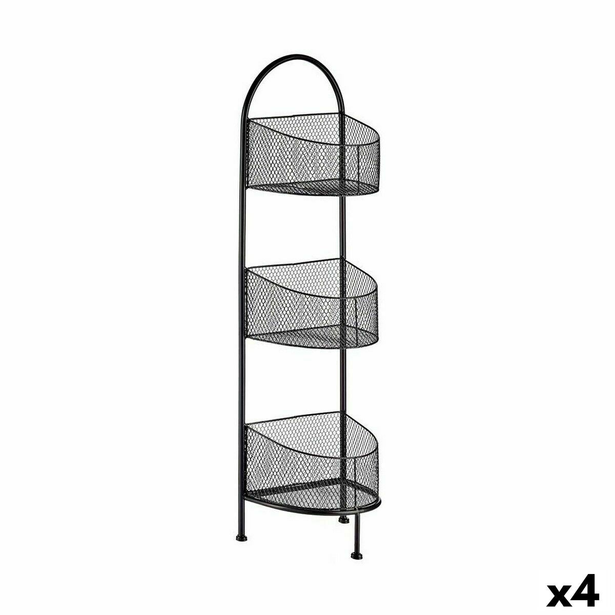 Scaffale Nero Metallo 21,2 x 97 x 28,5 cm (4 Unità)