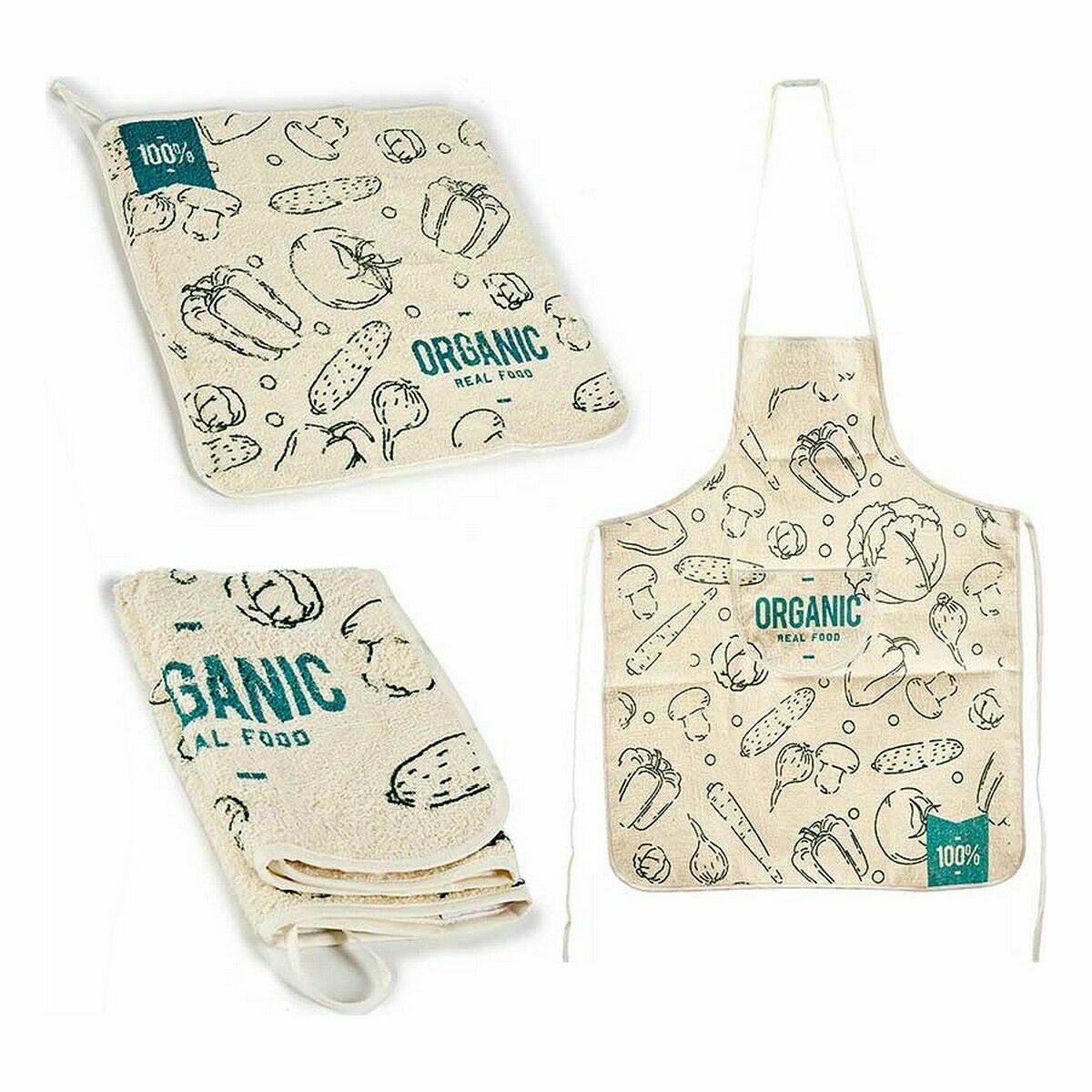 Set da Cucina Organic 2 Pezzi Azzurro Bianco (12 Unità)