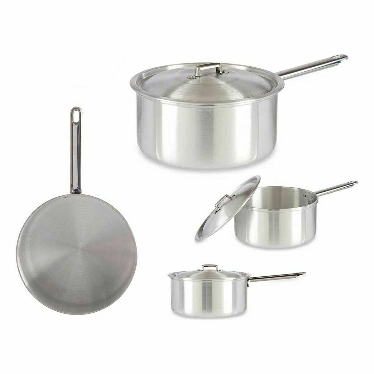 Casseruola con Coperchio Argentato Alluminio 4 L 24,5 x 12 x 41 cm (10 Unità)