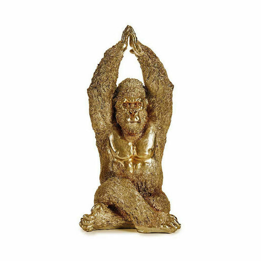 Statua Decorativa Yoga Gorilla Dorato 17 x 36 x 19,5 cm (4 Unità)