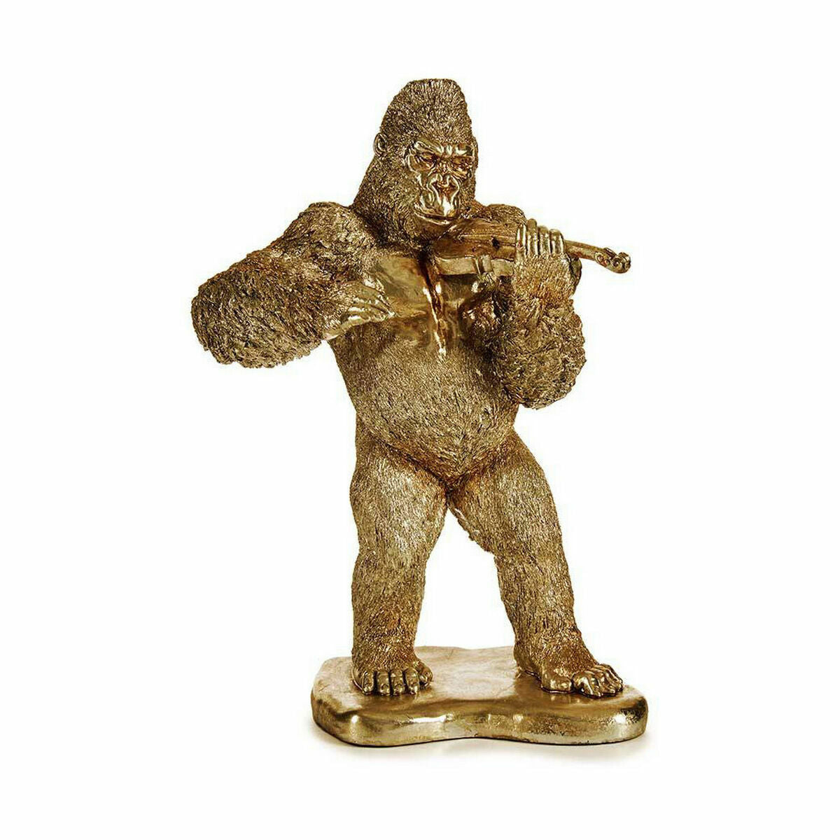 Statua Decorativa Gorilla Violino Dorato 16 x 40 x 30 cm (3 Unità)