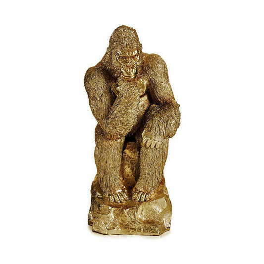 Statua Decorativa Gorilla Dorato 20,5 x 47 x 23,5 cm (2 Unità)