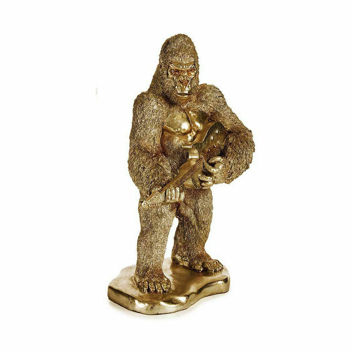 Statua Decorativa Gorilla Chitarre Dorato 16 x 39 x 27 cm (3 Unità)