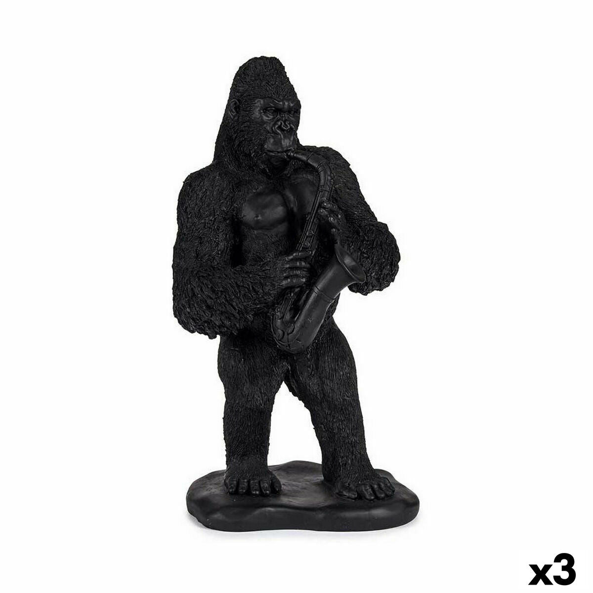 Statua Decorativa Gorilla Sassofono Nero 15 x 38,8 x 22 cm (3 Unità)