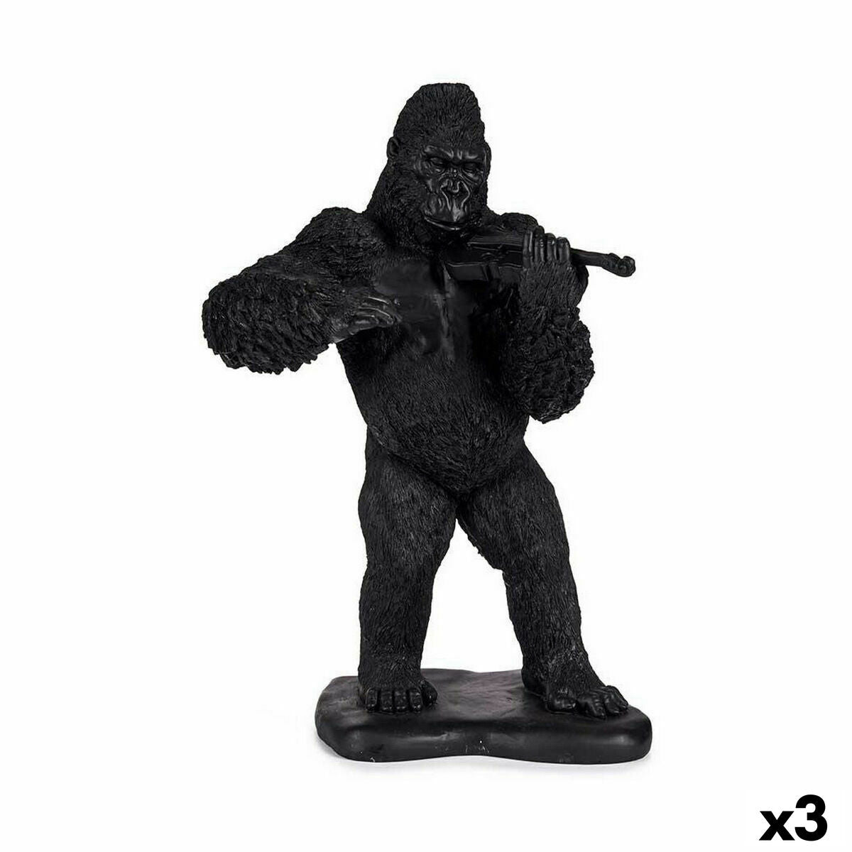 Statua Decorativa Gorilla Violino Nero 17 x 41 x 30 cm (3 Unità)