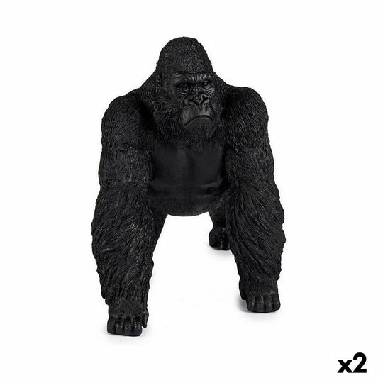 Statua Decorativa Gorilla Nero 20 x 27 x 34 cm (2 Unità)