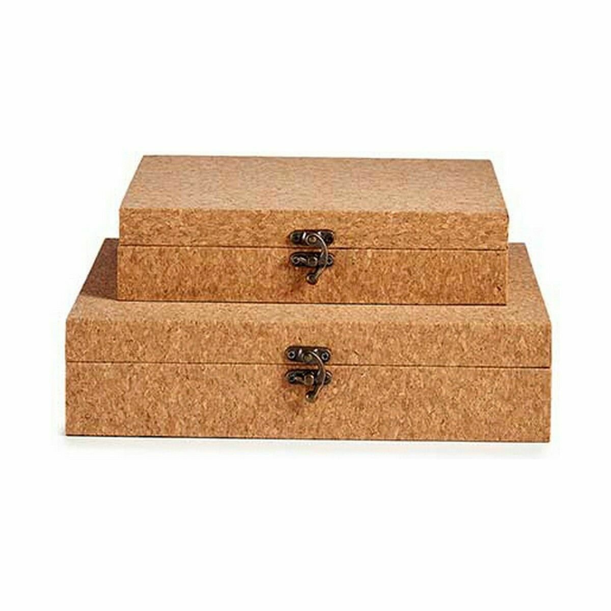 Set di Scatole Decorative Marrone Sughero Legno MDF (6 Unità)