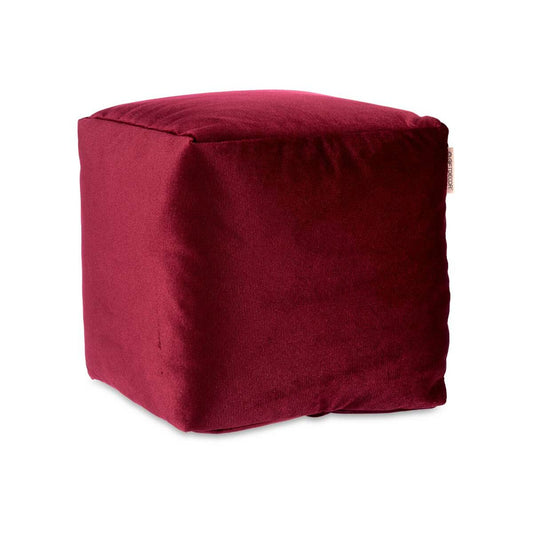 Puff Velluto Rosso Granato 30 x 30 x 30 cm (4 Unità)