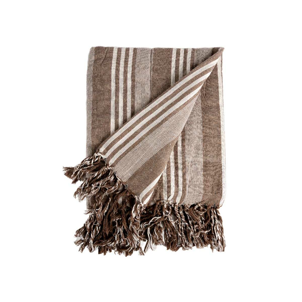 Foulard Multiuso Righe 235 x 205 cm Bianco Beige (8 Unità)