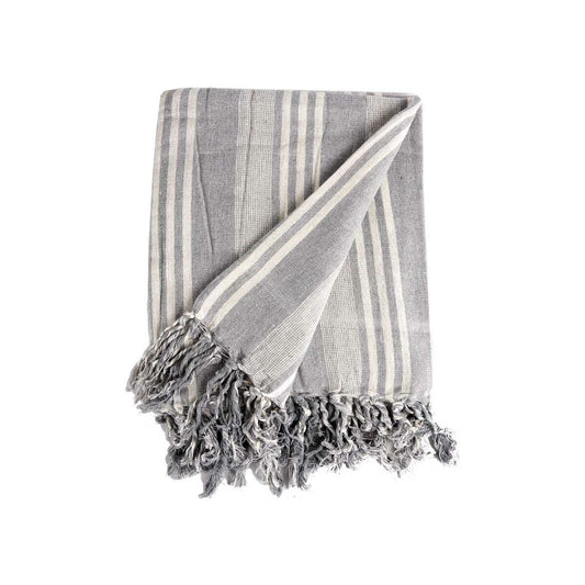 Foulard Multiuso Righe 235 x 205 cm Bianco Grigio (8 Unità)