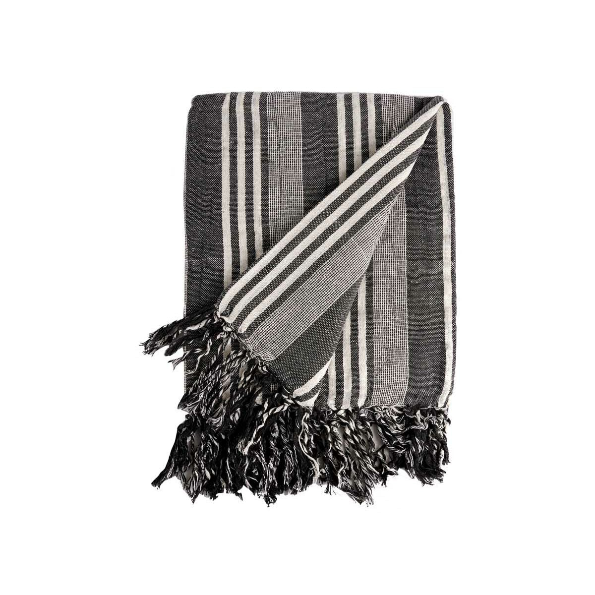 Foulard Multiuso Righe 235 x 205 cm Bianco Grigio (8 Unità)