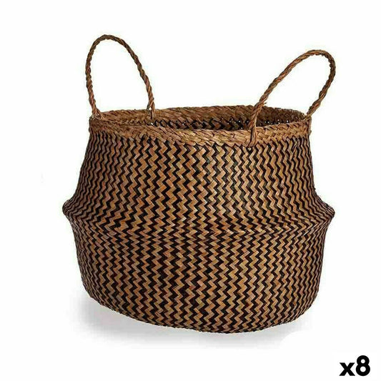 Cesta Decorativa Marrone Nero Juncus 8 L 36 x 30 x 36 cm (8 Unità)