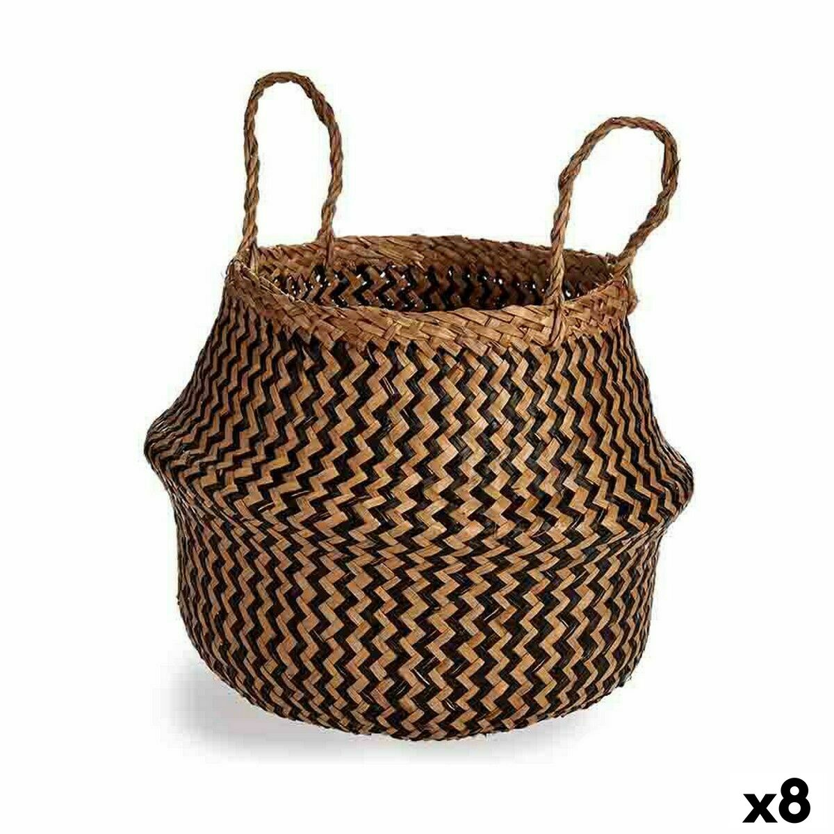 Cesta Decorativa Nero Naturale Juncus 8 L 31 x 38 x 31 cm (8 Unità)