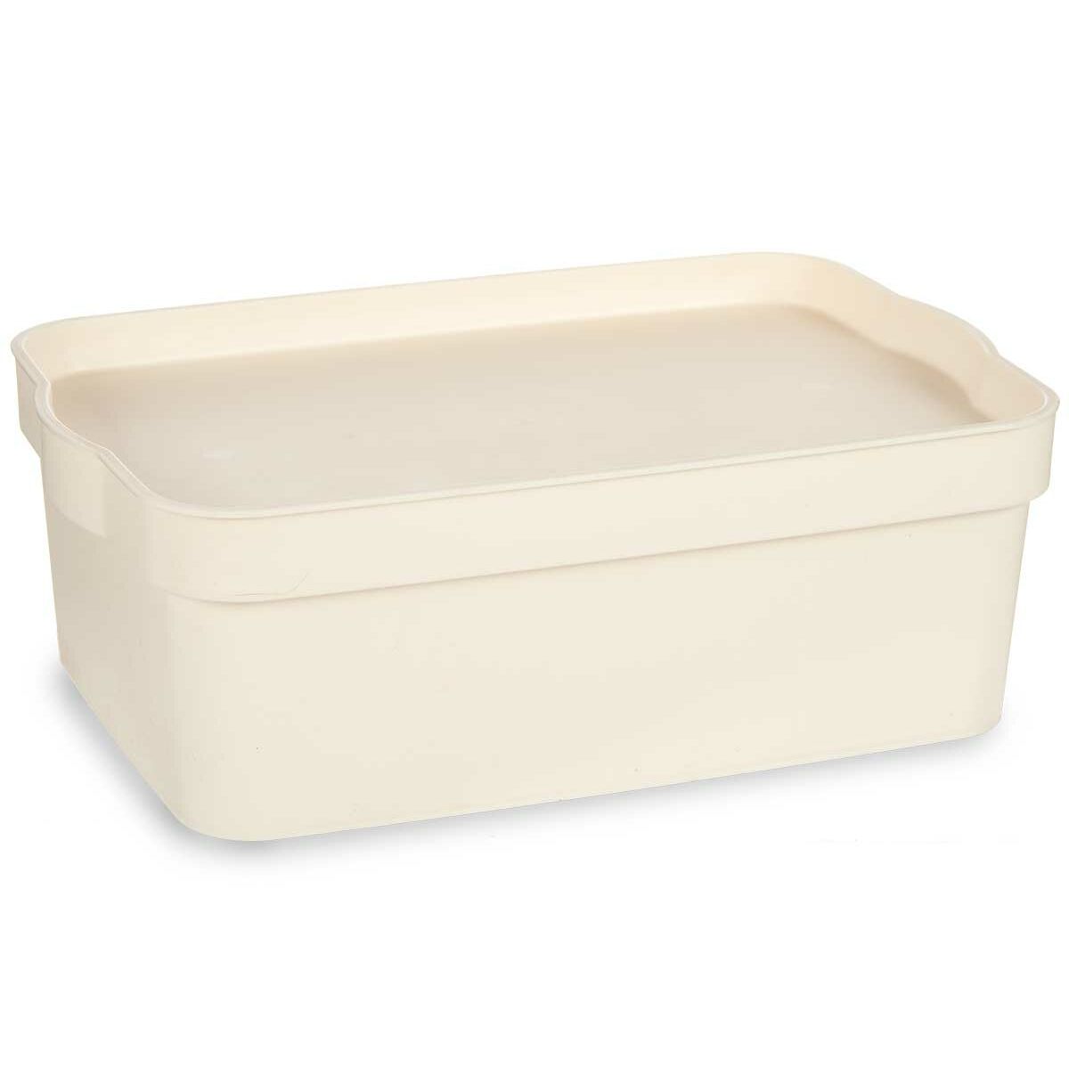 Scatola portaoggetti con coperchio Crema Plastica 6 L 21,5 x 11 x 31,5 cm (12 Unità)