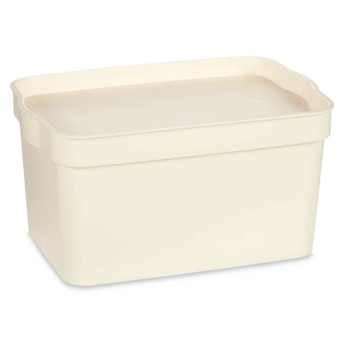 Scatola portaoggetti con coperchio Crema Plastica 2,3 L 13,5 x 11 x 20 cm (24 Unità)