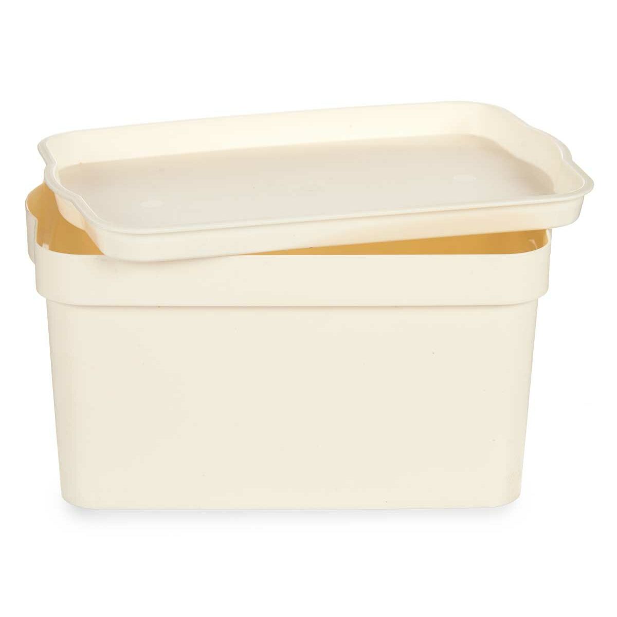 Scatola portaoggetti con coperchio Crema Plastica 2,3 L 13,5 x 11 x 20 cm (24 Unità)