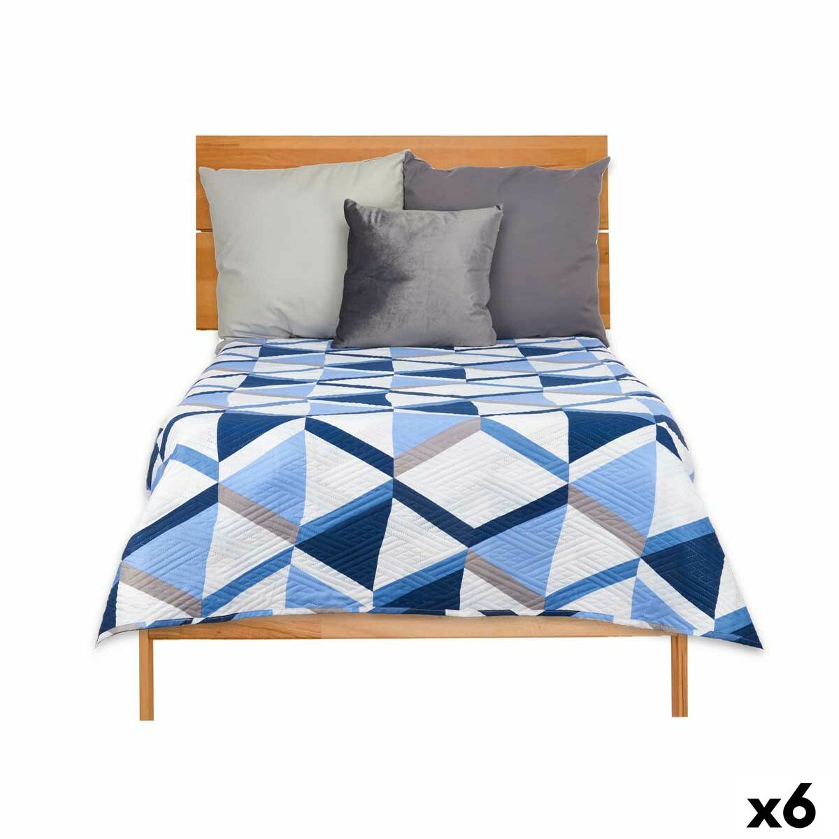 Trapunta Reversibile 240 x 260 cm Azzurro Bianco (6 Unità)