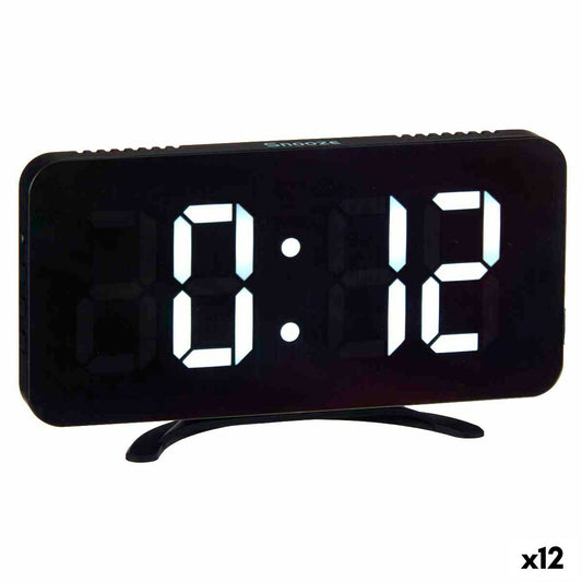 Orologio Digitale da Tavolo Nero ABS 15,7 x 7,7 x 1,5 cm (12 Unità)