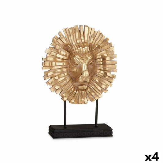 Statua Decorativa Leone Nero Dorato 28 x 38,5 x 11,5 cm (4 Unità)