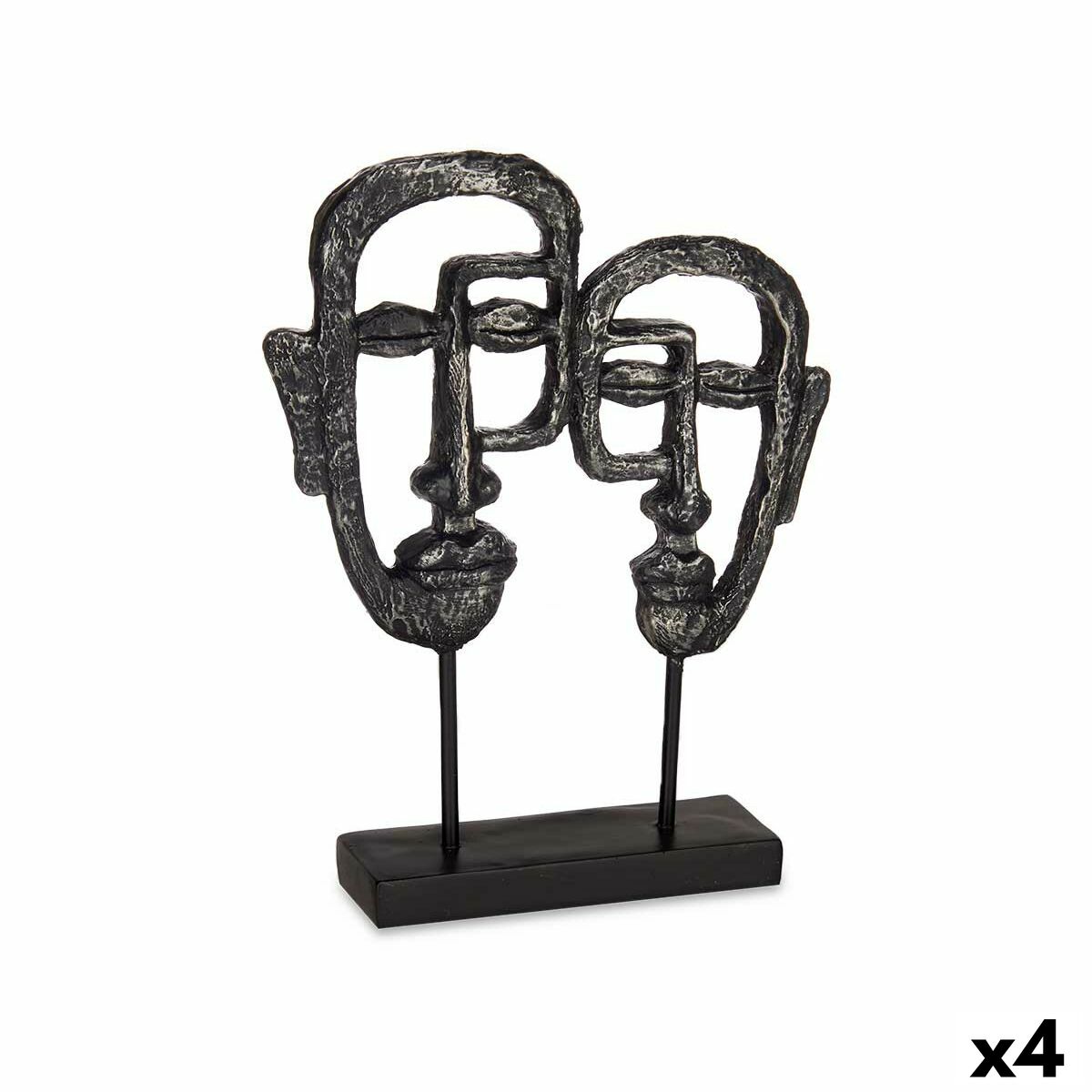 Statua Decorativa Viso Nero 27 x 32,5 x 10,5 cm (4 Unità)