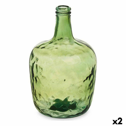 Bottiglia Liscio Decorazione Verde 22 x 37,5 x 22 cm (2 Unità)