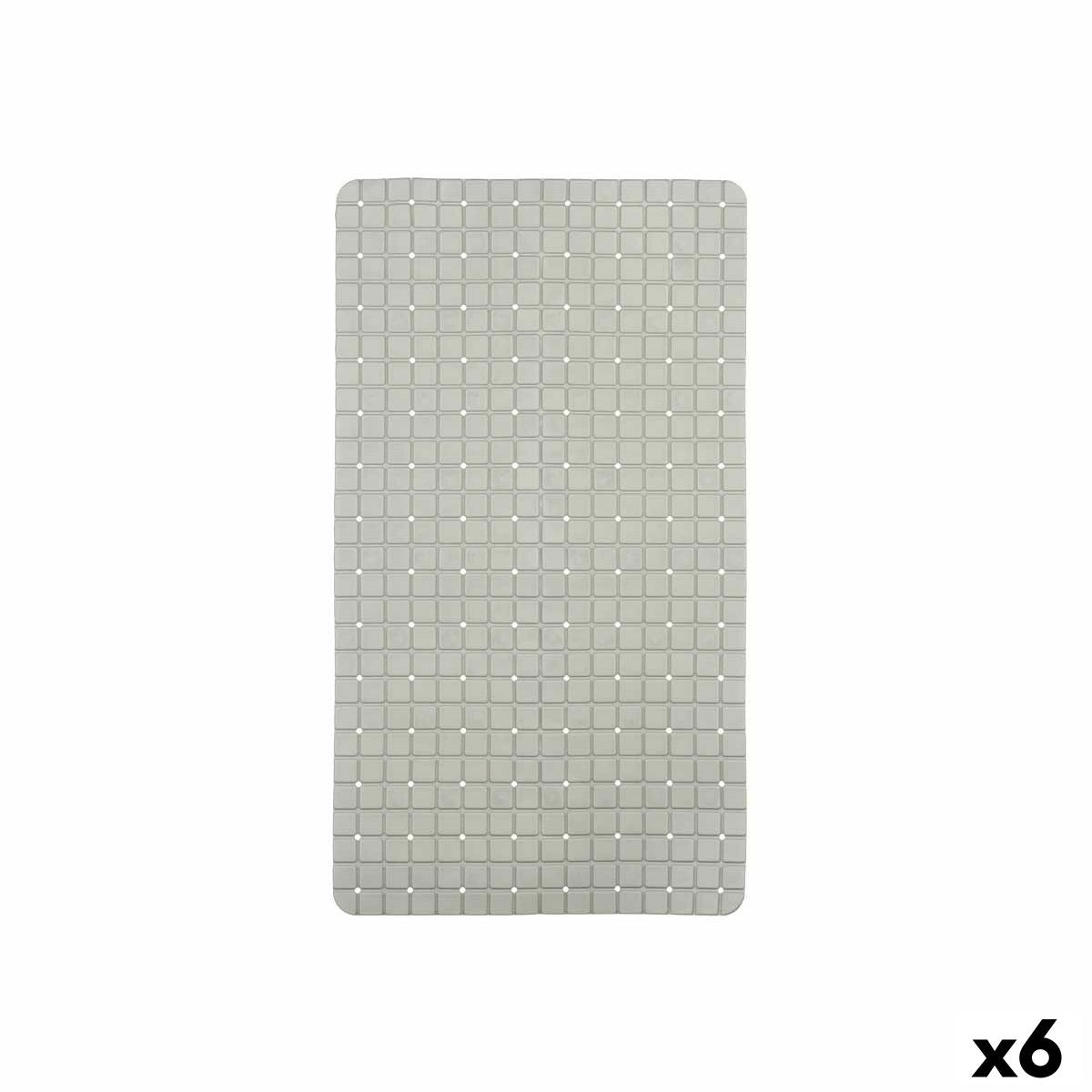 Tappetino Antiscivolo da Doccia Quadri Grigio PVC 67,7 x 38,5 x 0,7 cm (6 Unità)