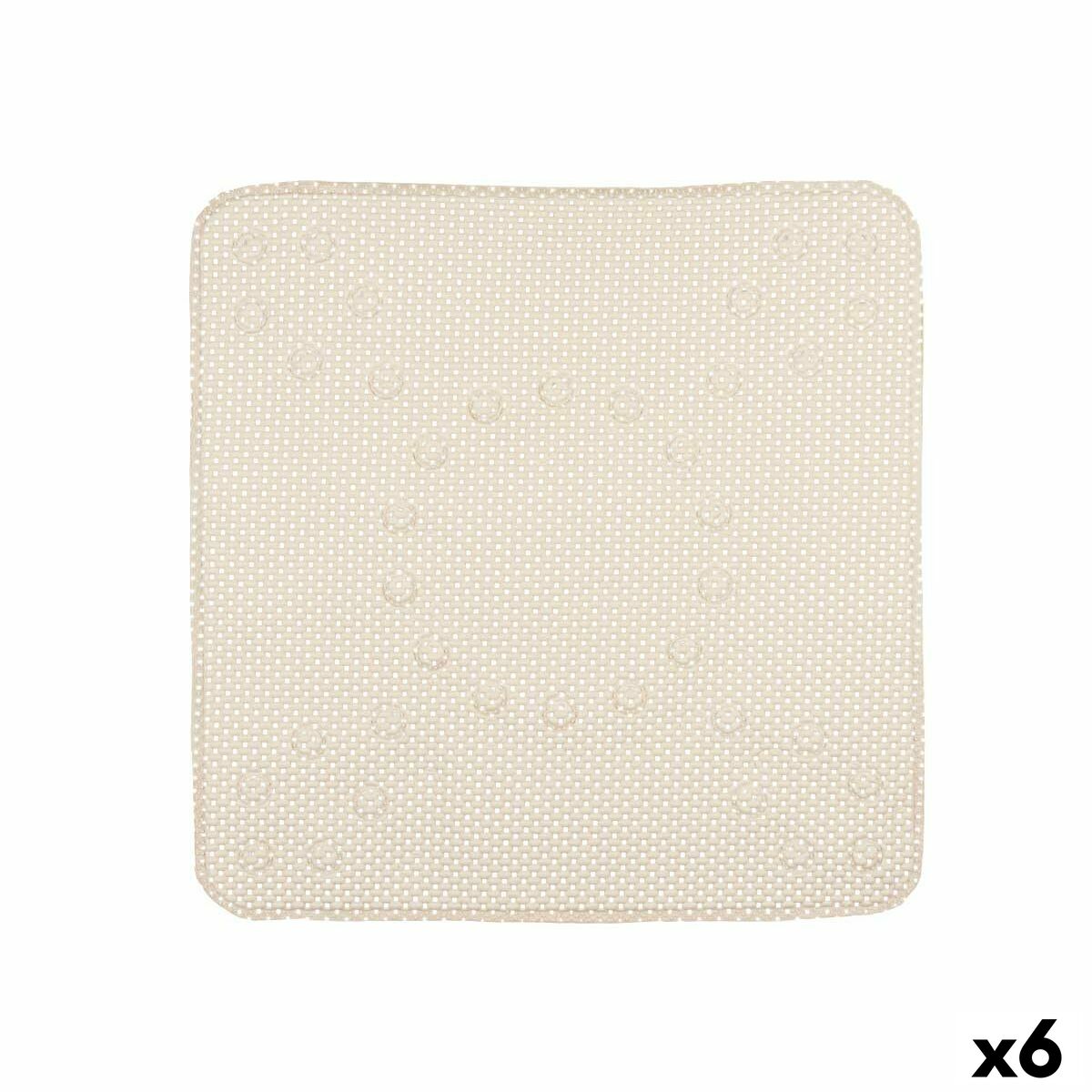 Tappetino Antiscivolo da Doccia Beige PVC 53 x 52,5 x 1 cm (6 Unità)