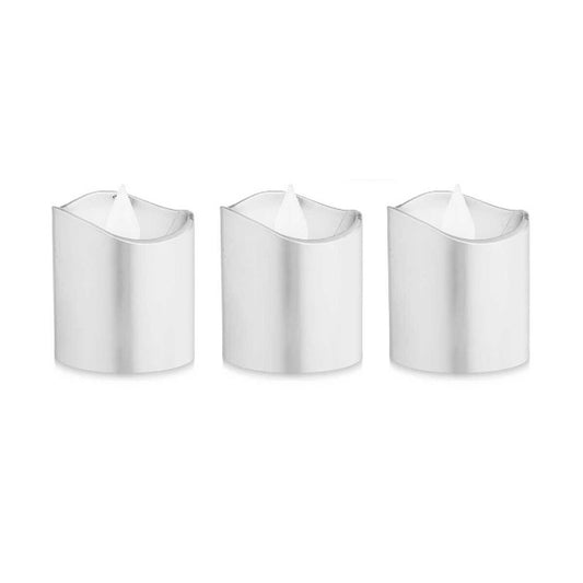 Set di Candele LED Argentato 3,7 x 3,7 x 5 cm (12 Unità)