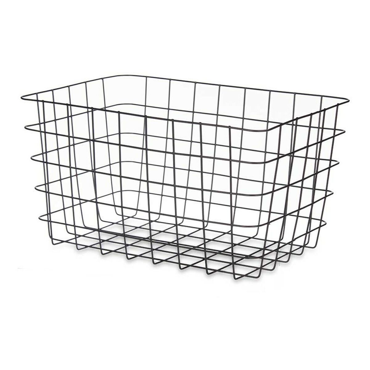 Cestino Multiuso Rettangolare Nero Metallo 38,5 x 20,5 x 28 cm (6 Unità)