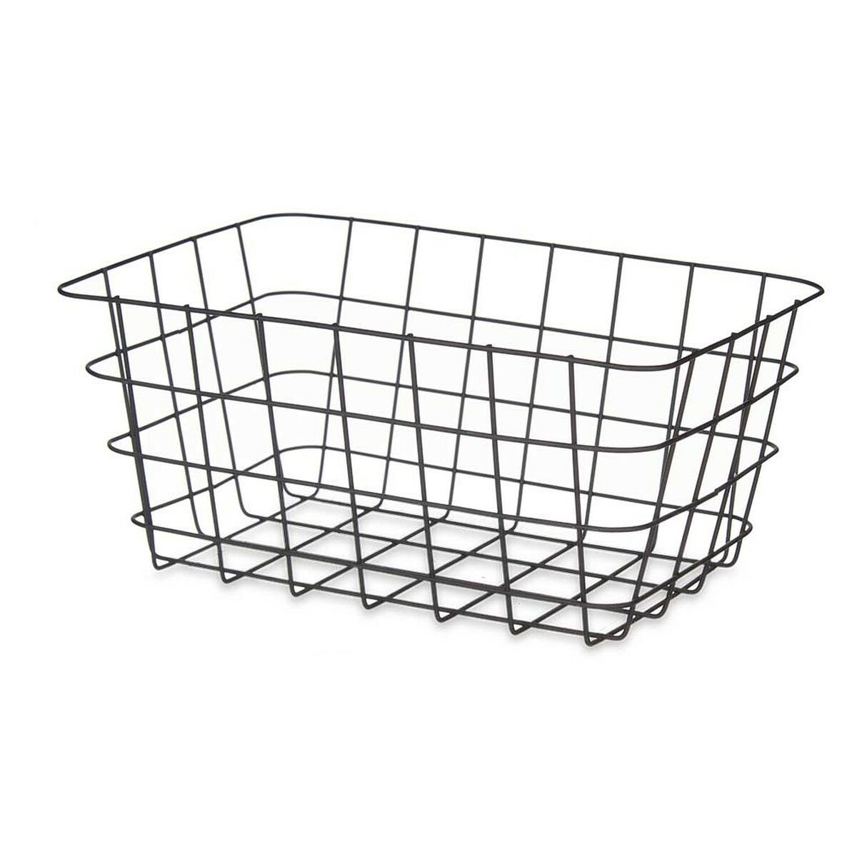 Cestino Multiuso Rettangolare Nero Metallo 30,3 x 14 x 22,5 cm (6 Unità)