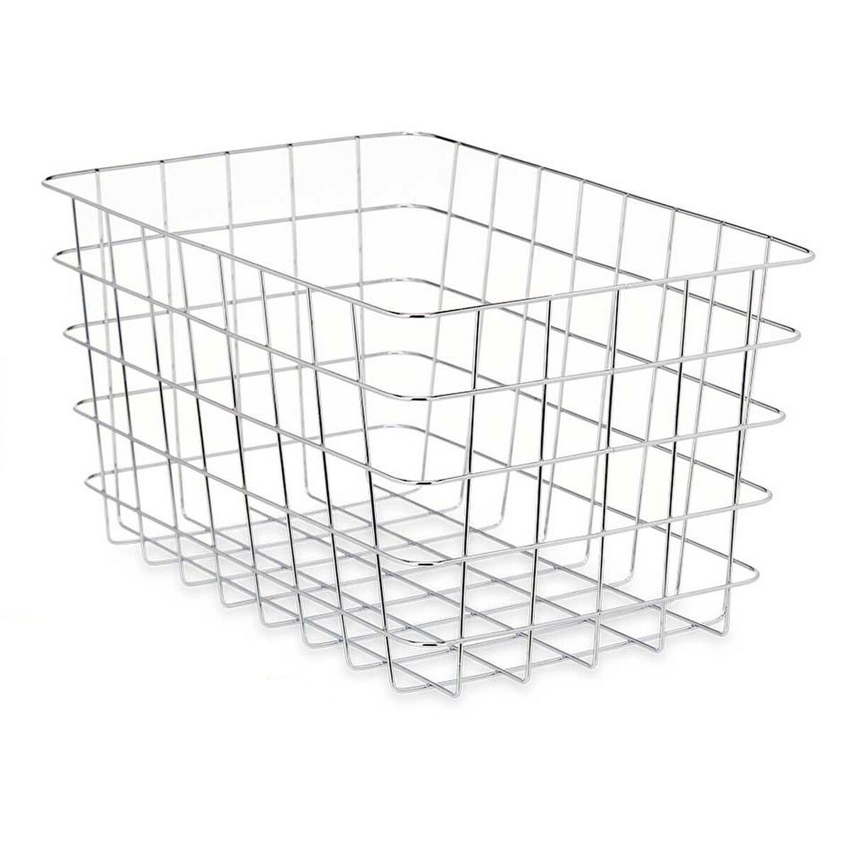 Cestino Multiuso Rettangolare Argentato Metallo 38 x 21 x 26 cm (6 Unità)