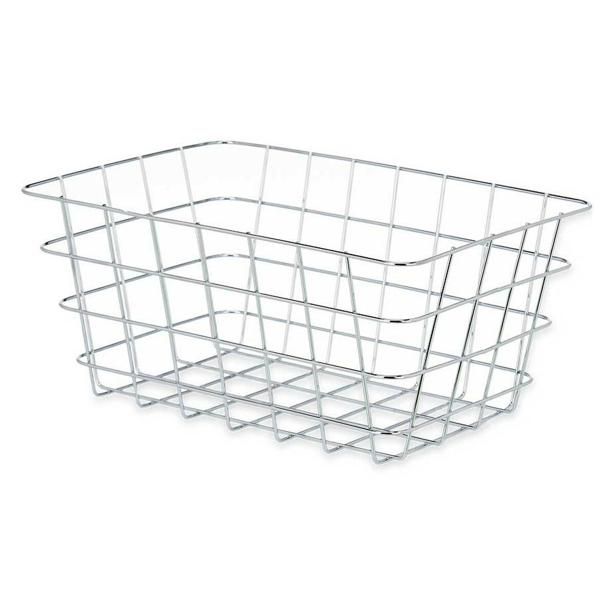 Cestino Multiuso Rettangolare Argentato Metallo 31 x 14 x 21 cm (6 Unità)